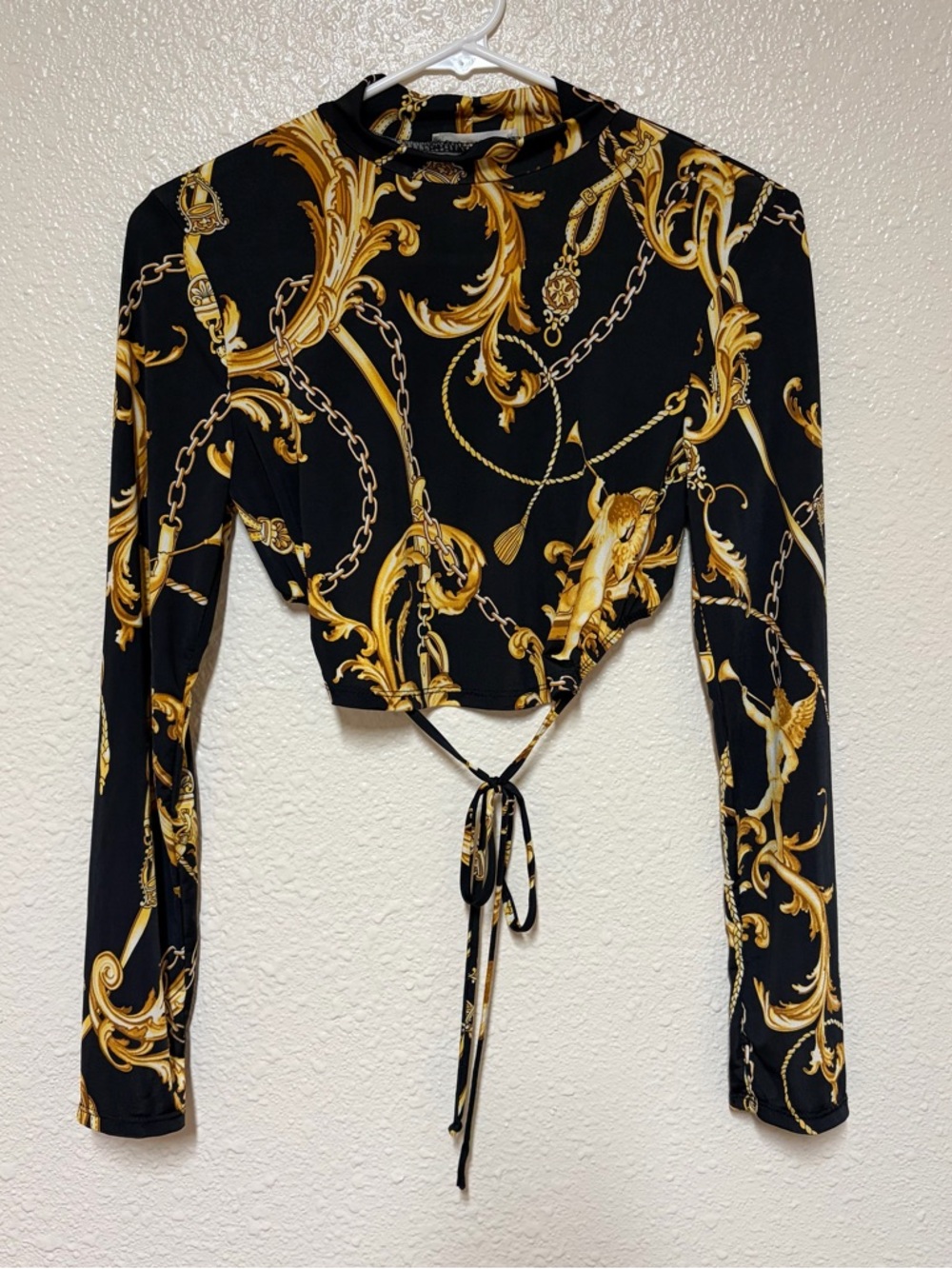 Tie-Back Long Sleeve Crop Top